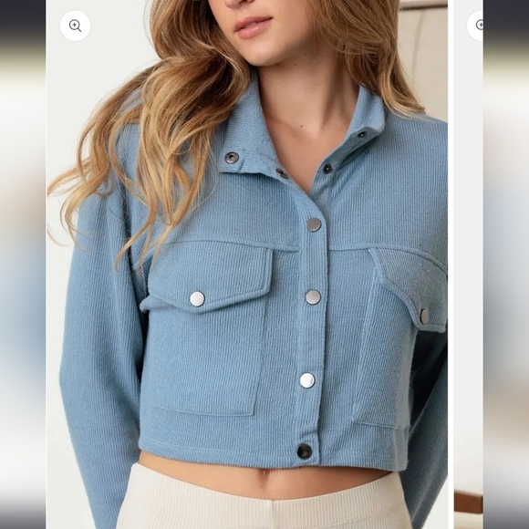 Last one 💙 Steel Blue Ribbed Jacket - Picture 4 of 5